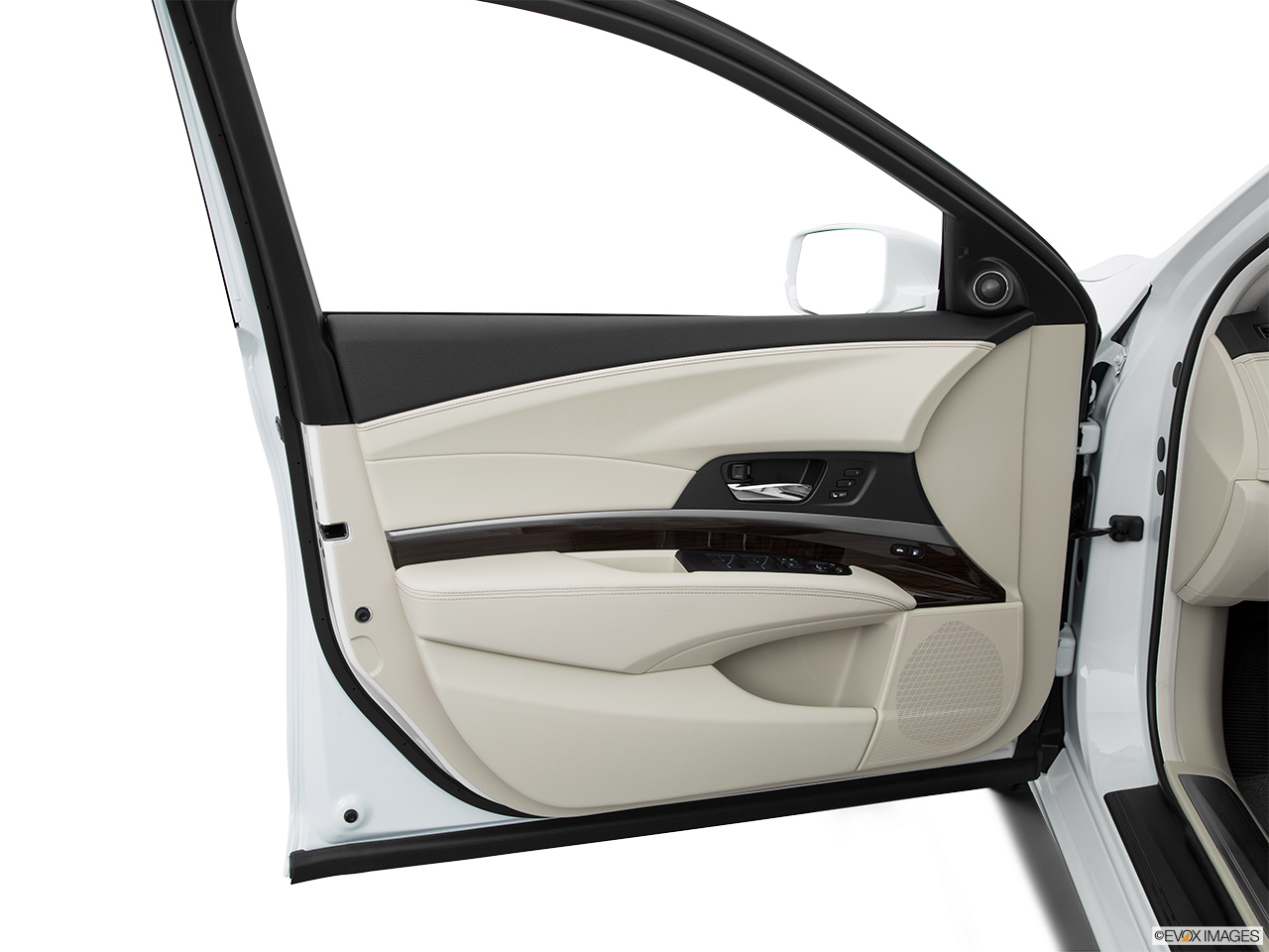 2015 Acura RLX Base Inside of driver's side open door, window open. 