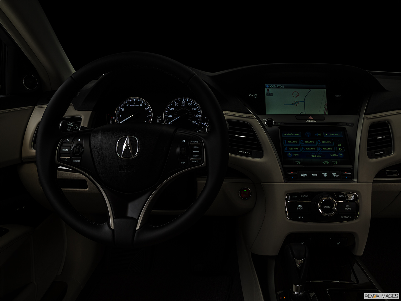 2015 Acura RLX Base Centered wide dash shot - "night" shot. 