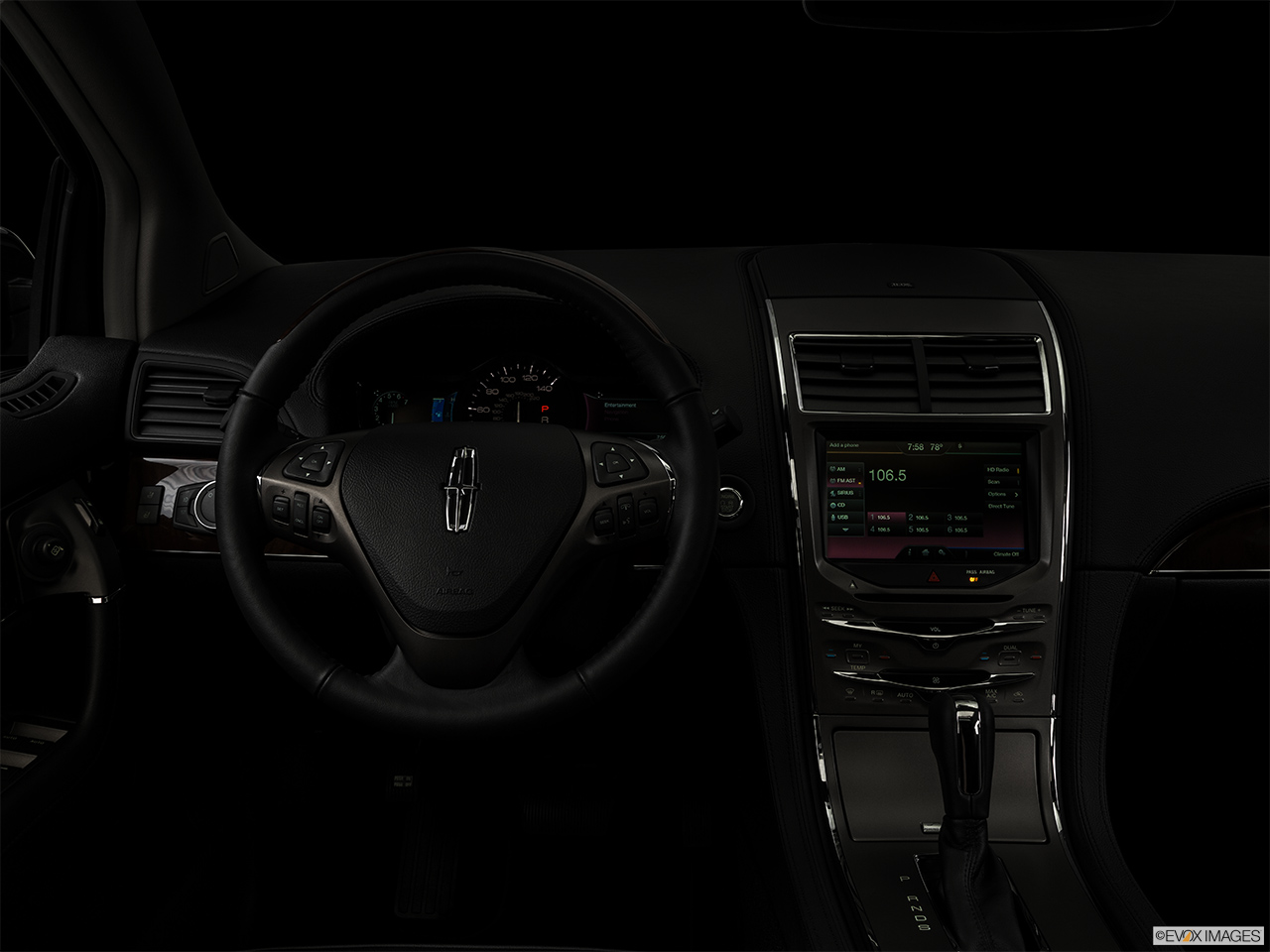 2015 Lincoln MKX FWD Centered wide dash shot - "night" shot. 